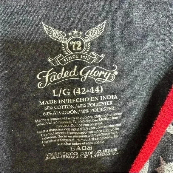 Faded Glory Muscle Shirt Tank Top America  / USA Red, White & Blue Size Large - Picture 7 of 16